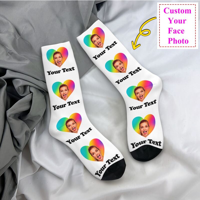 Dress Sock Men - Personalized Photo Text Custom Mens Crew