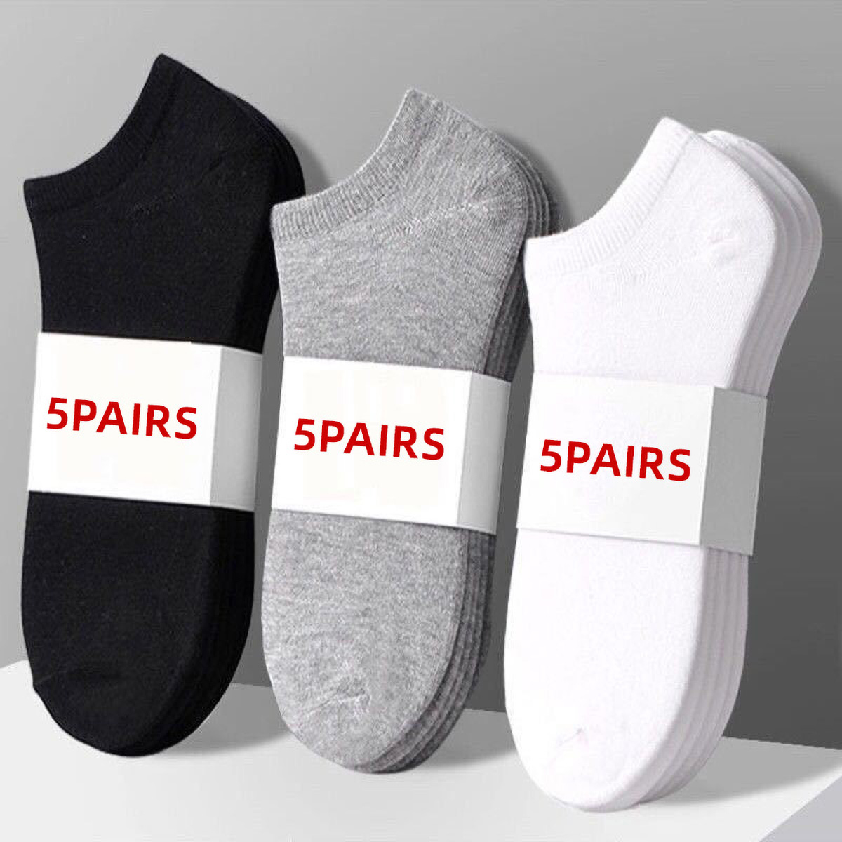 5 Pairs Unisex Casual Plain Co - Ankle Sock Low Cut บทวิจารณ์และราคา