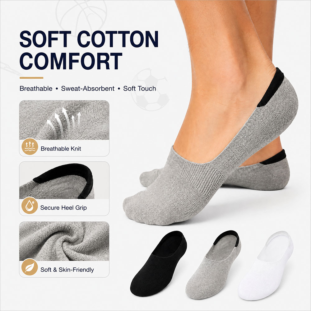 6 Pairs Unisex Cotton No Show  - Invisibility Sock Loafer บทวิจารณ์และราคา