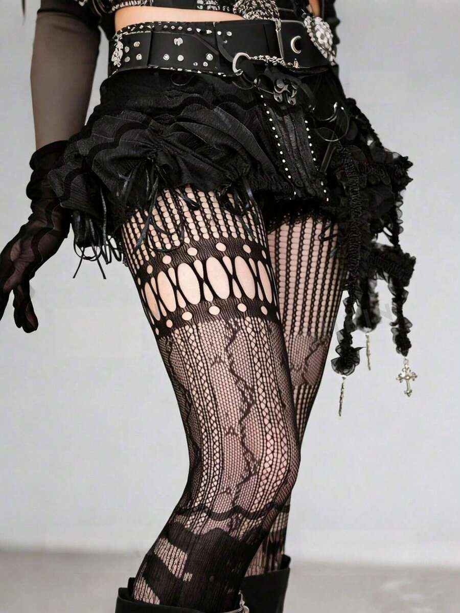 1pc Asymmetric Hollow Fishnet  - Fishnet Stocking Women บทวิจารณ์และราคา