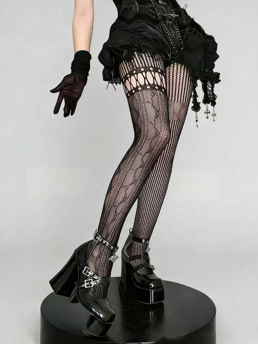 1pc Asymmetric Hollow Fishnet  - Fishnet Stocking Women บทวิจารณ์และราคา