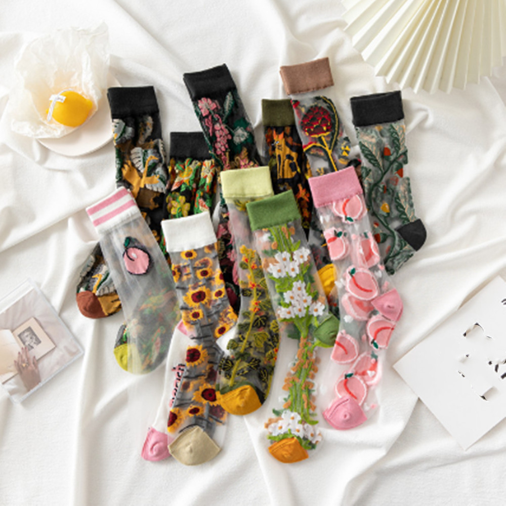 Woman Lace flower short sock t - Invisibility Sock Loafer บทวิจารณ์และราคา