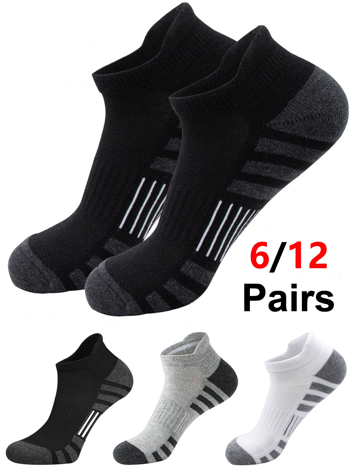6/24 Pairs Cushioned Breathabl - Athletic Sock Cushion บทวิจารณ์และราคา