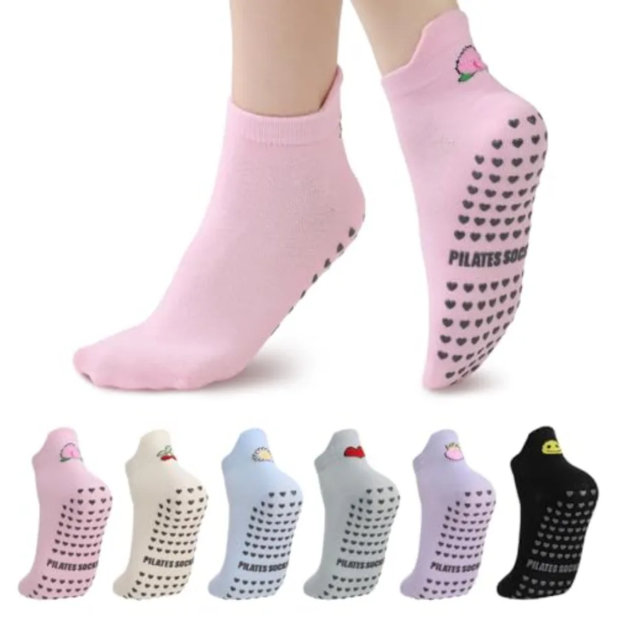 6 Pairs Pilates Socks with Gri - Grip Sock Yoga บทวิจารณ์และราคา