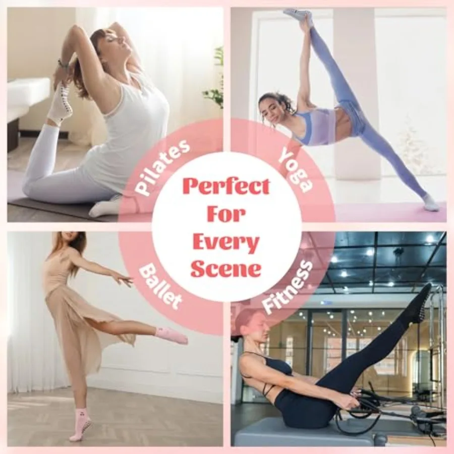 6 Pairs Pilates Socks with Gri - Grip Sock Yoga บทวิจารณ์และราคา