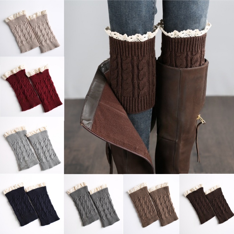 Winter Knit Solid Leg Warmers  - Thermal Sock Winter บทวิจารณ์และราคา