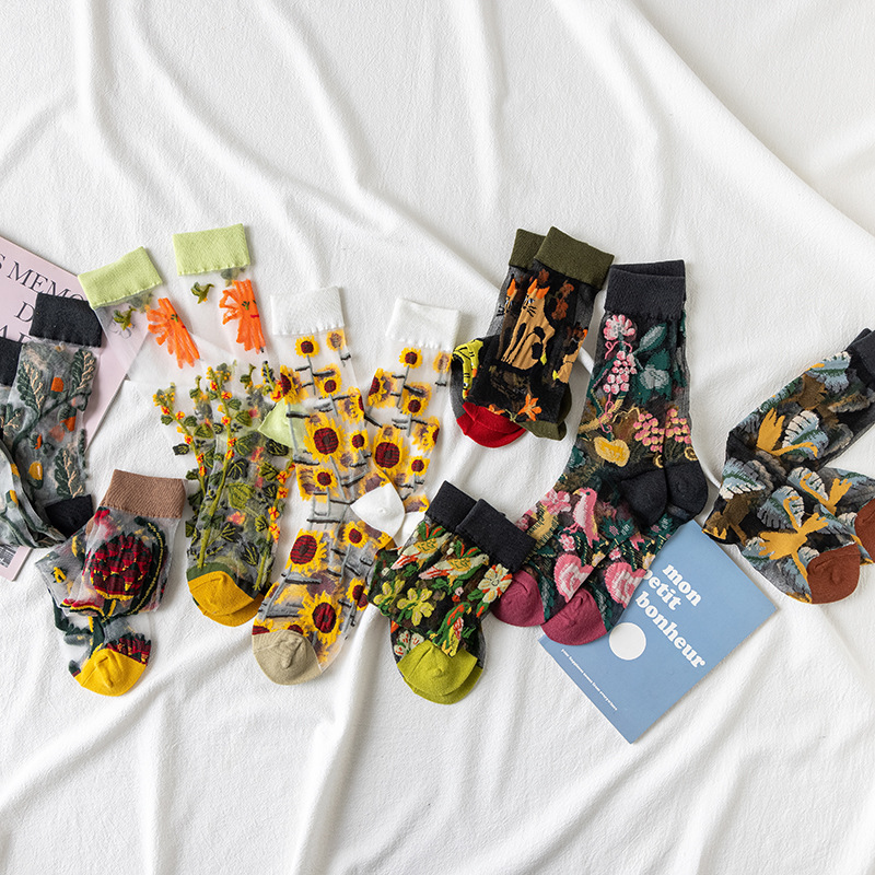 1/4 Pairs Retro Flower Women G - Silk Sock Bamboo บทวิจารณ์และราคา