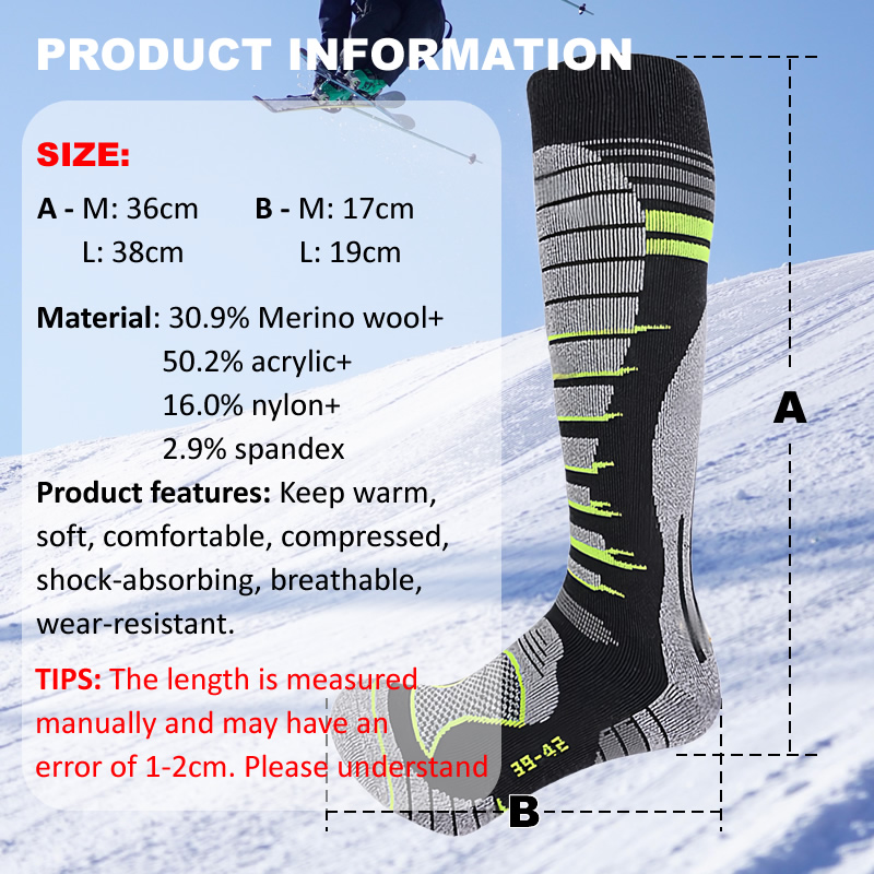 Merino Wool Ski Socks Cold Wea - Thermal Sock Winter บทวิจารณ์และราคา