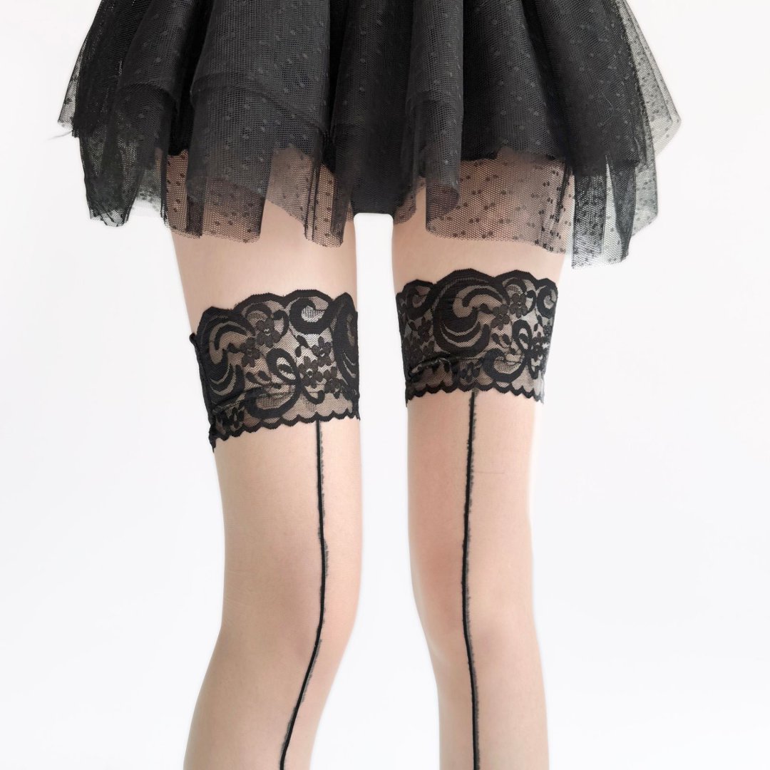 Lace Top Sheer Thigh High Stoc - Thigh High Sock Stay Up บทวิจารณ์และราคา