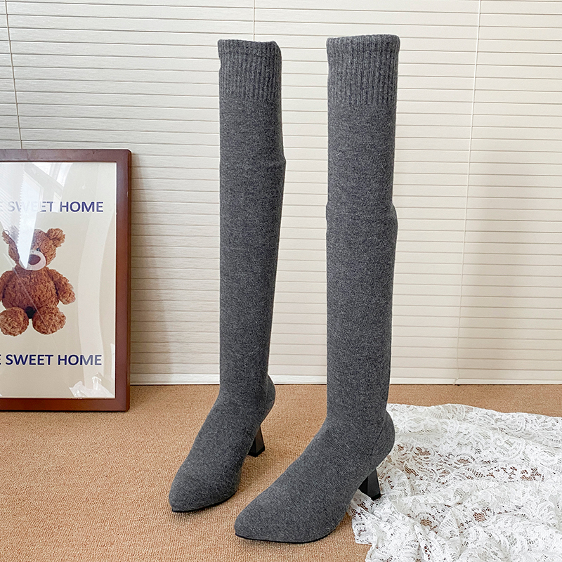 High Heels Women's Sock Boots  - Knee High Sock Women บทวิจารณ์และราคา
