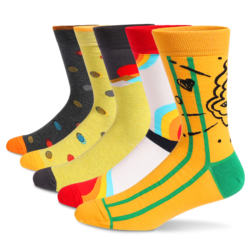 5Pairs Mens Fun Dress Socks, P - Cotton Crew Sock Pack บทวิจารณ์และราคา