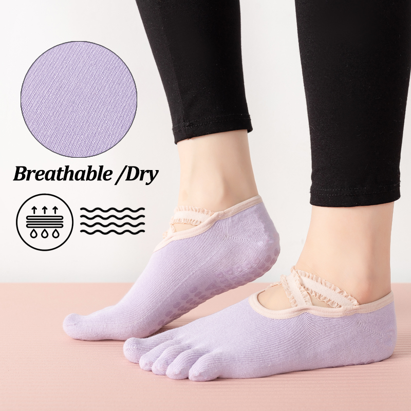 Ladies Non-Slip Pilates Socks  - Grip Sock Yoga บทวิจารณ์และราคา
