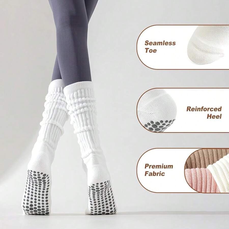 Long Scrunch Non Slip Yoga Soc - Grip Sock Yoga บทวิจารณ์และราคา