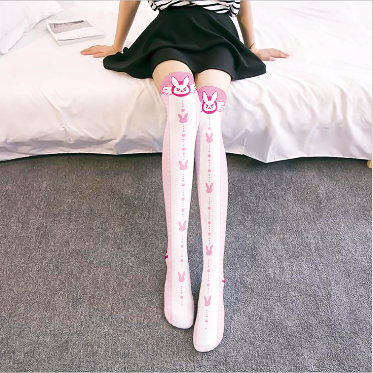 Game OW D.Va Cartoon Printed K - Silk Sock Bamboo บทวิจารณ์และราคา