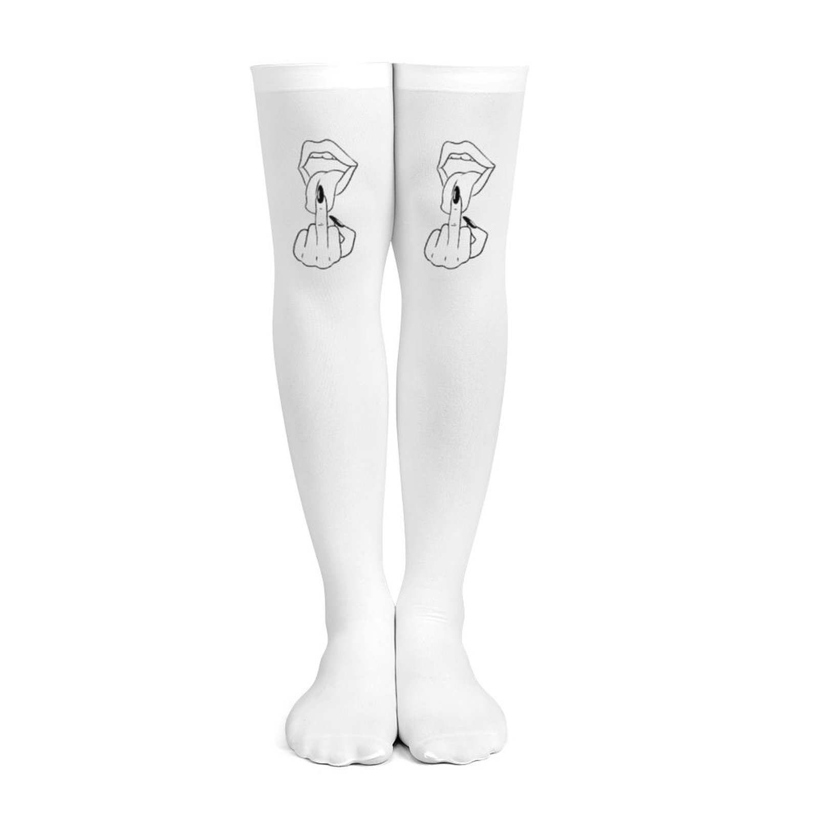 Ladies' white middle finger, r - Knee High Sock Women บทวิจารณ์และราคา