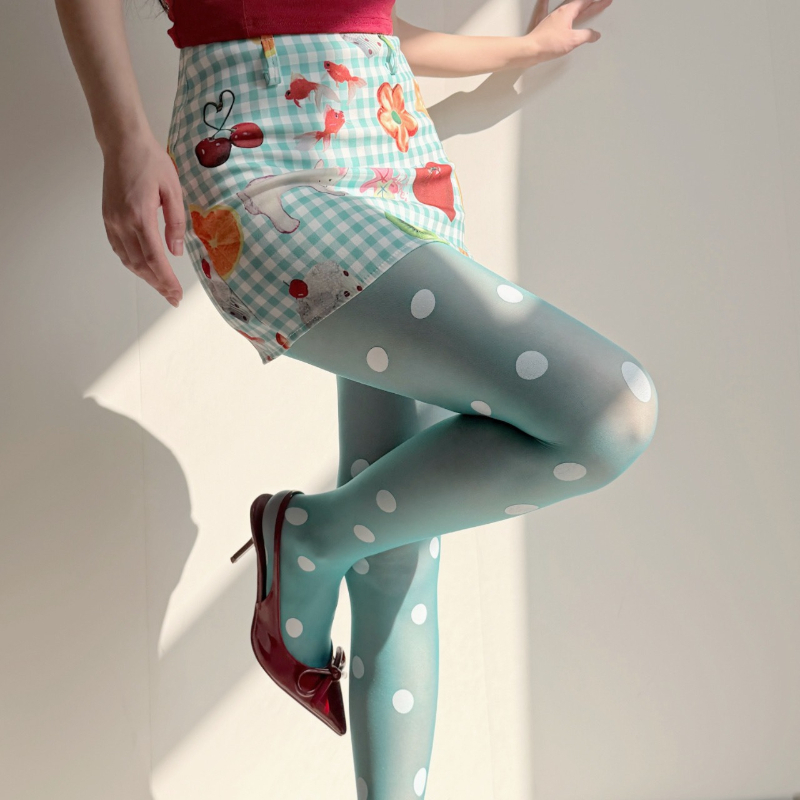 Retro Polka Dot Sheer Tights f - Tights Pantyhose Sheer บทวิจารณ์และราคา