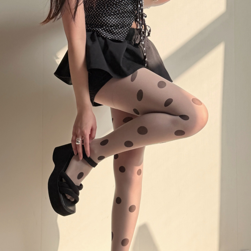 Retro Polka Dot Sheer Tights f - Tights Pantyhose Sheer บทวิจารณ์และราคา