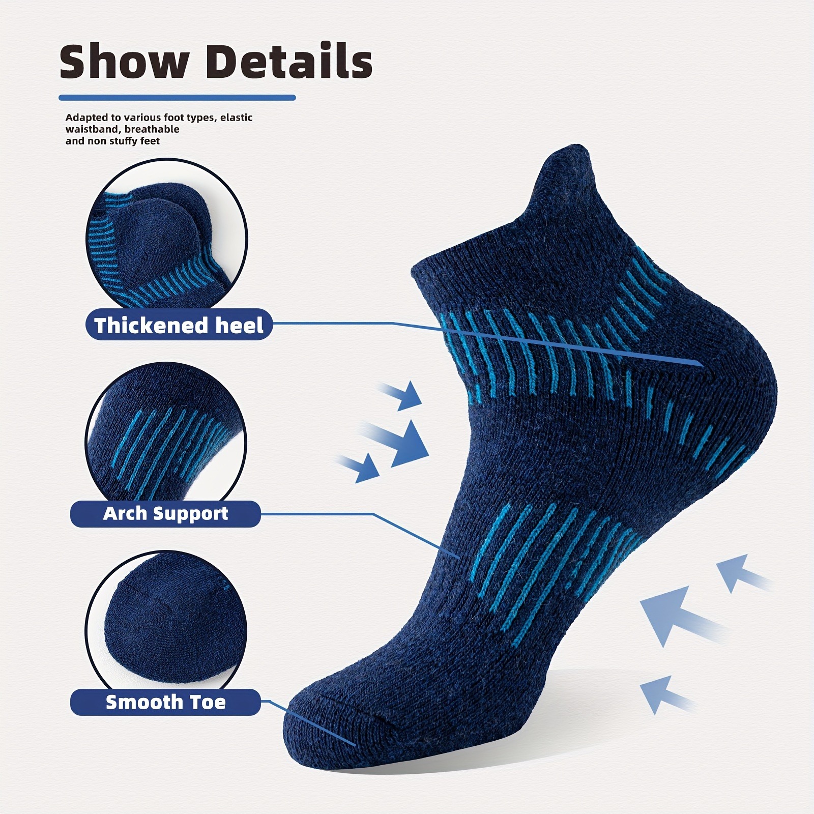 HOU  2026  5 Pairs Unisex Meri - Wool Hiking Sock บทวิจารณ์และราคา