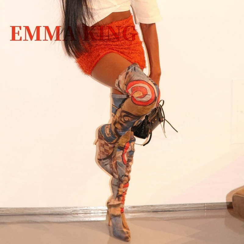 Women's Art Print Thigh High B - Knee High Sock Women บทวิจารณ์และราคา