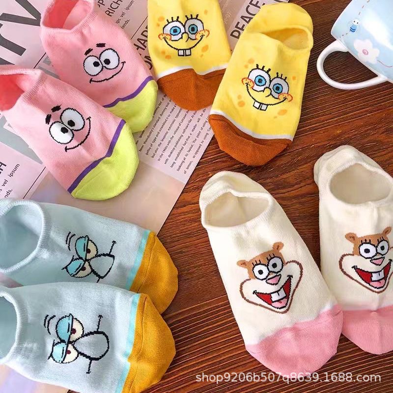 4PCS Hot Cute SpongeBob Square - Invisibility Sock Loafer บทวิจารณ์และราคา