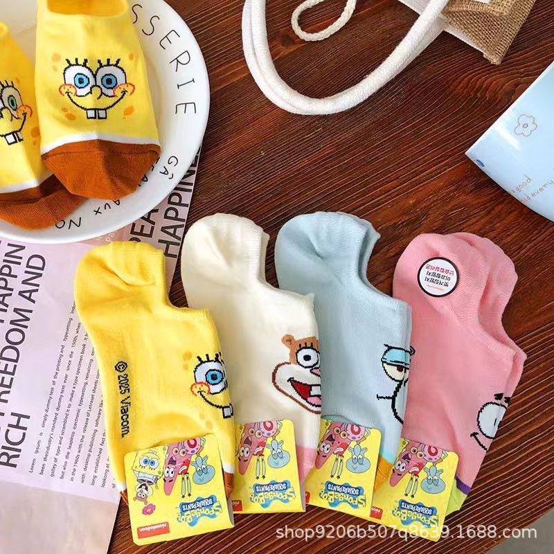 4PCS Hot Cute SpongeBob Square - Invisibility Sock Loafer บทวิจารณ์และราคา