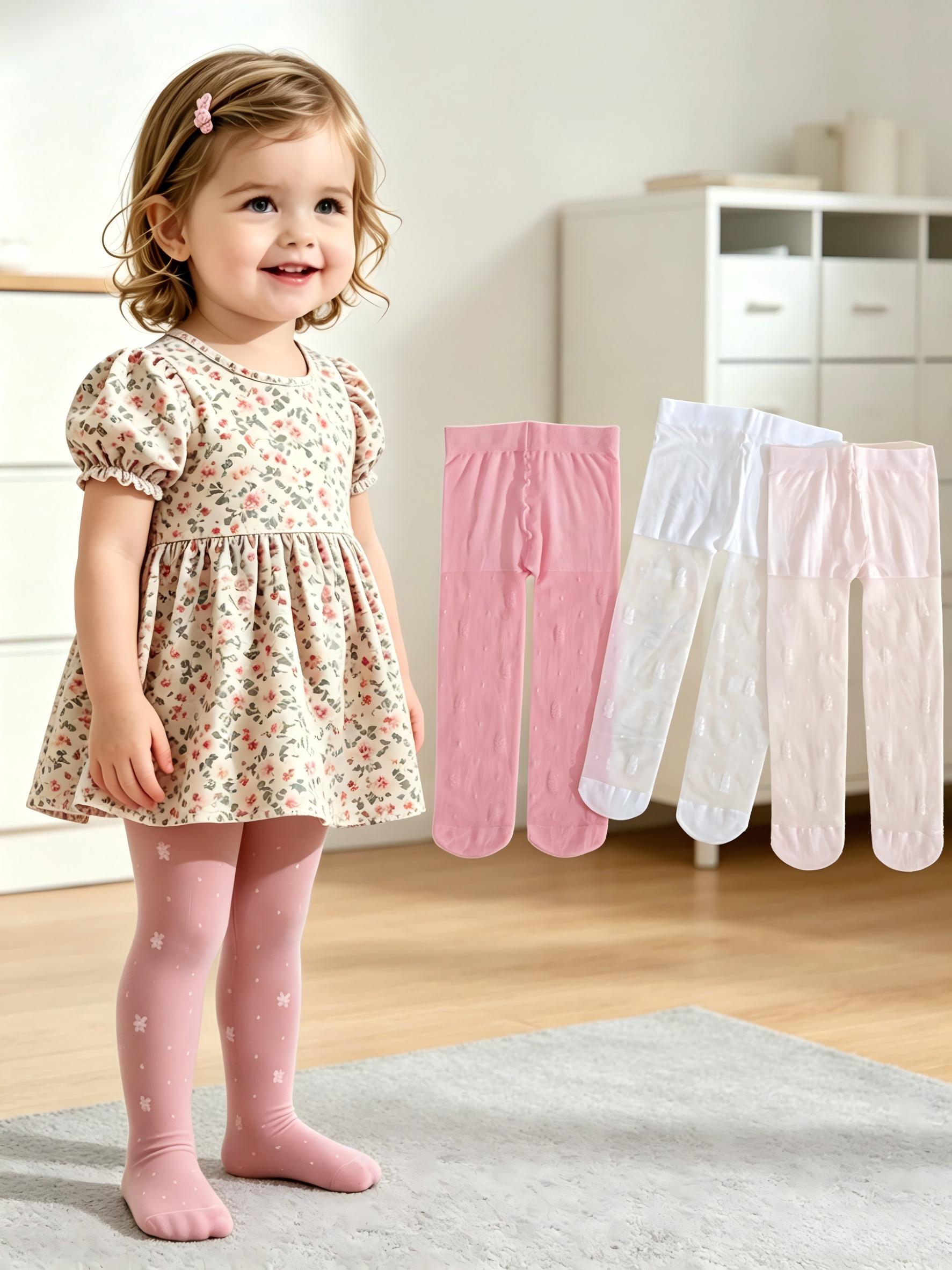 3Pack Toddler Girls Floral Pri - Tights Pantyhose Sheer บทวิจารณ์และราคา