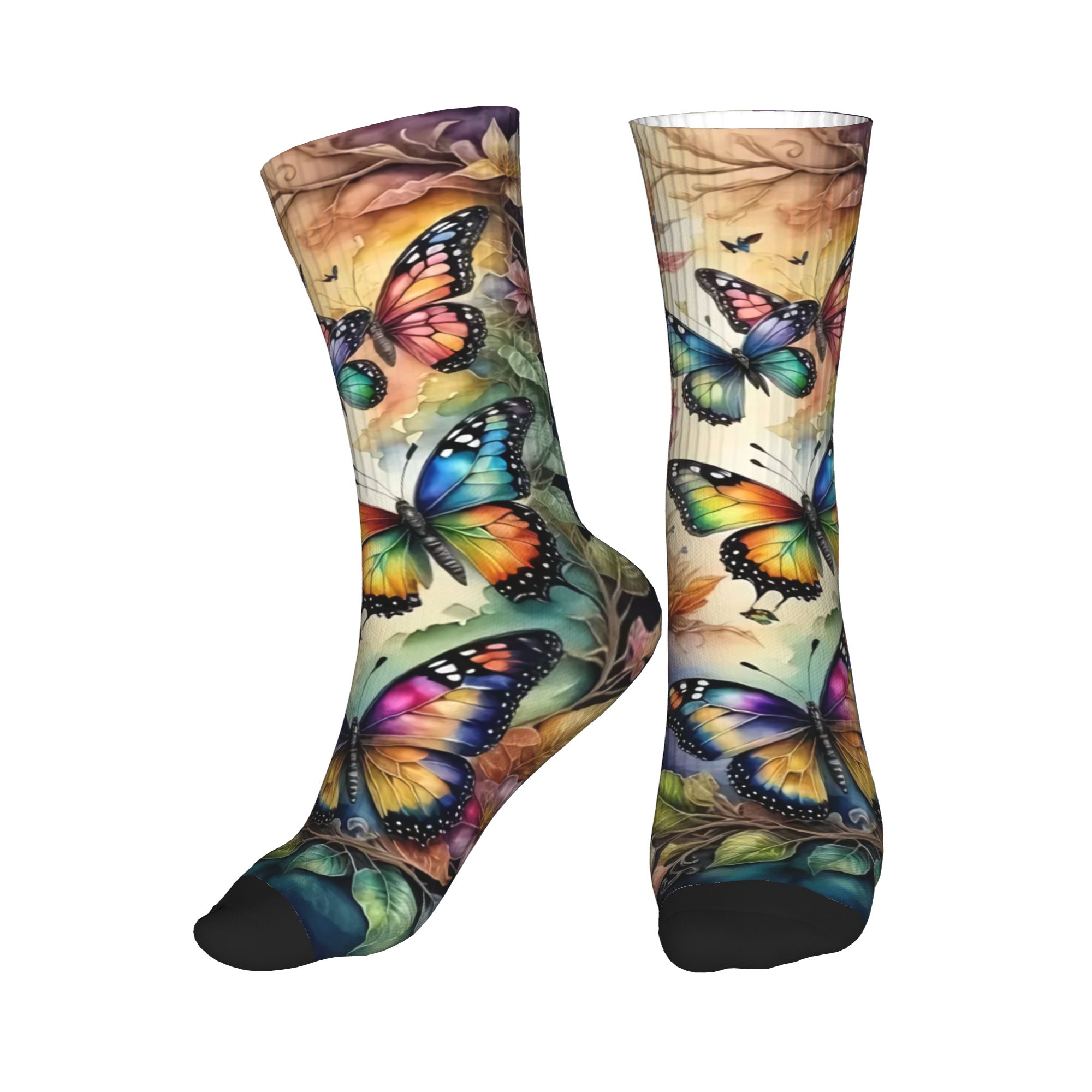 Colorful Butterflies and Flowe - Dress Sock Men บทวิจารณ์และราคา