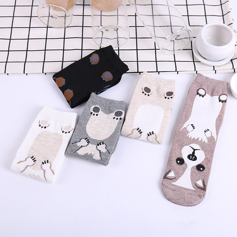 5 Pairs/pack Funny Cartoon Dog - Cotton Crew Sock Pack บทวิจารณ์และราคา