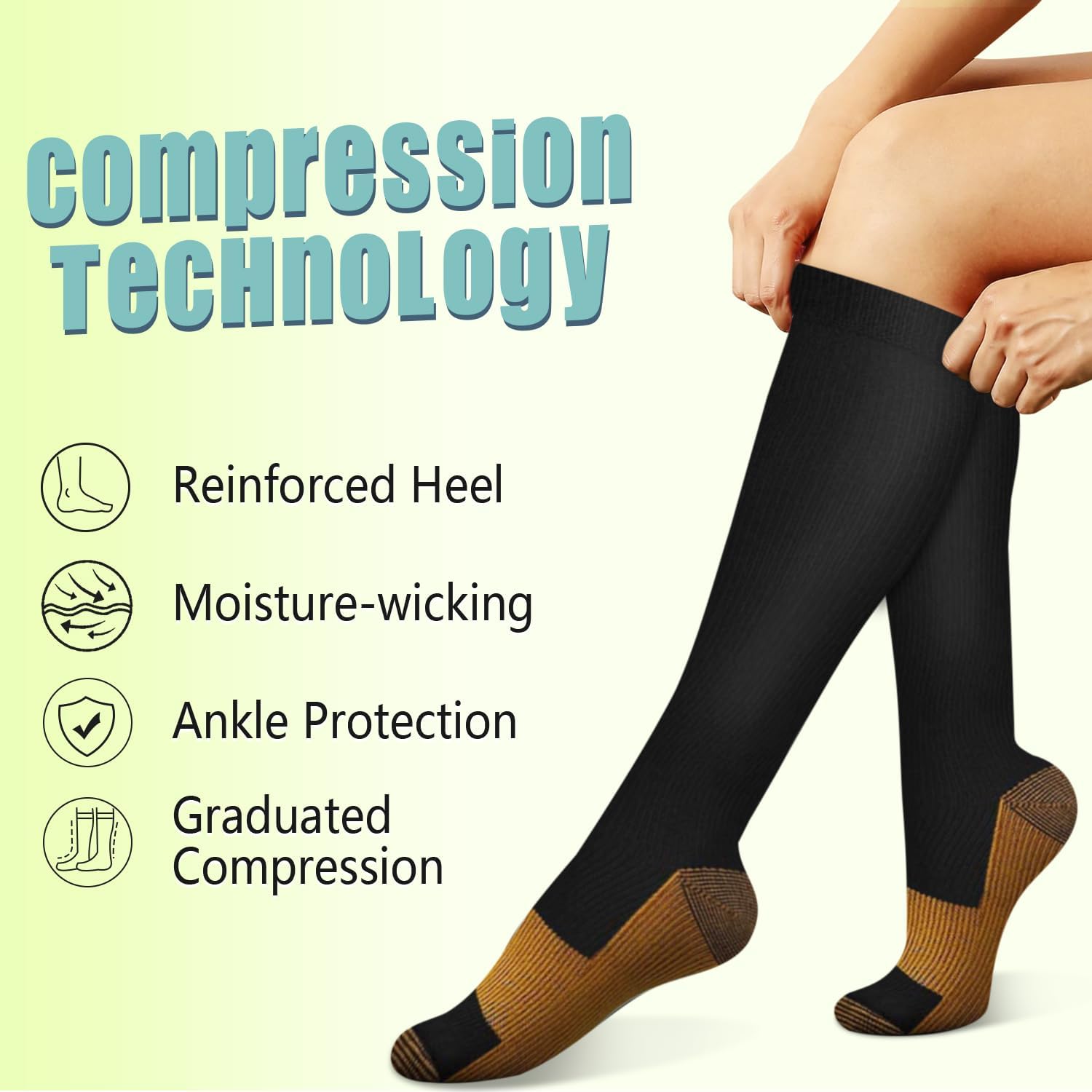 6 Pairs Solid Color Copper Com - Compression Sock Medical บทวิจารณ์และราคา
