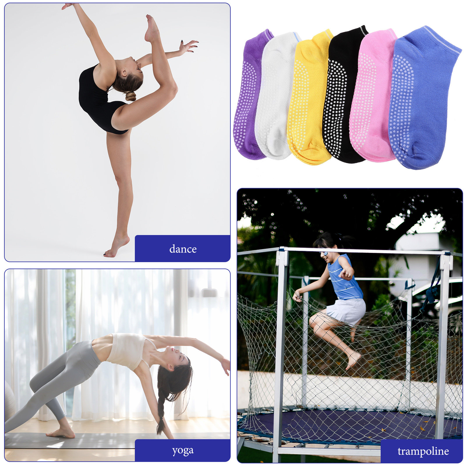6Pairs Breathable Anti-Slip Yo - Grip Sock Yoga บทวิจารณ์และราคา