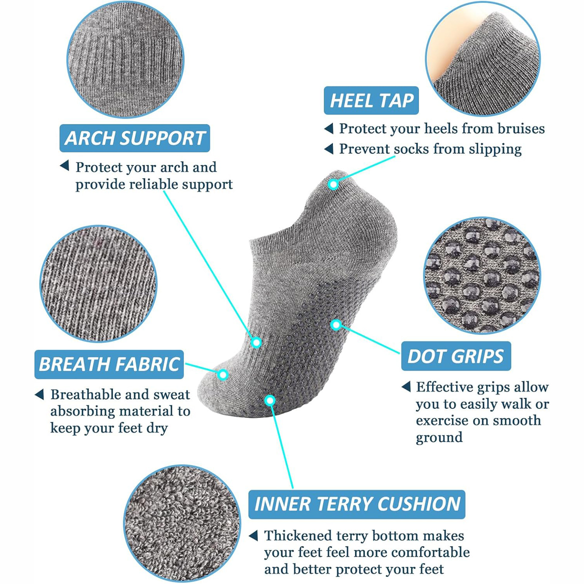 6 Pairs Yoga Socks for Women P - Grip Sock Yoga บทวิจารณ์และราคา