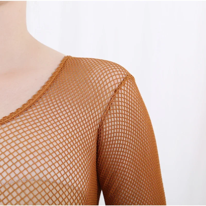 Latin Dance Full Body Jumpsuit - Fishnet Stocking Women บทวิจารณ์และราคา