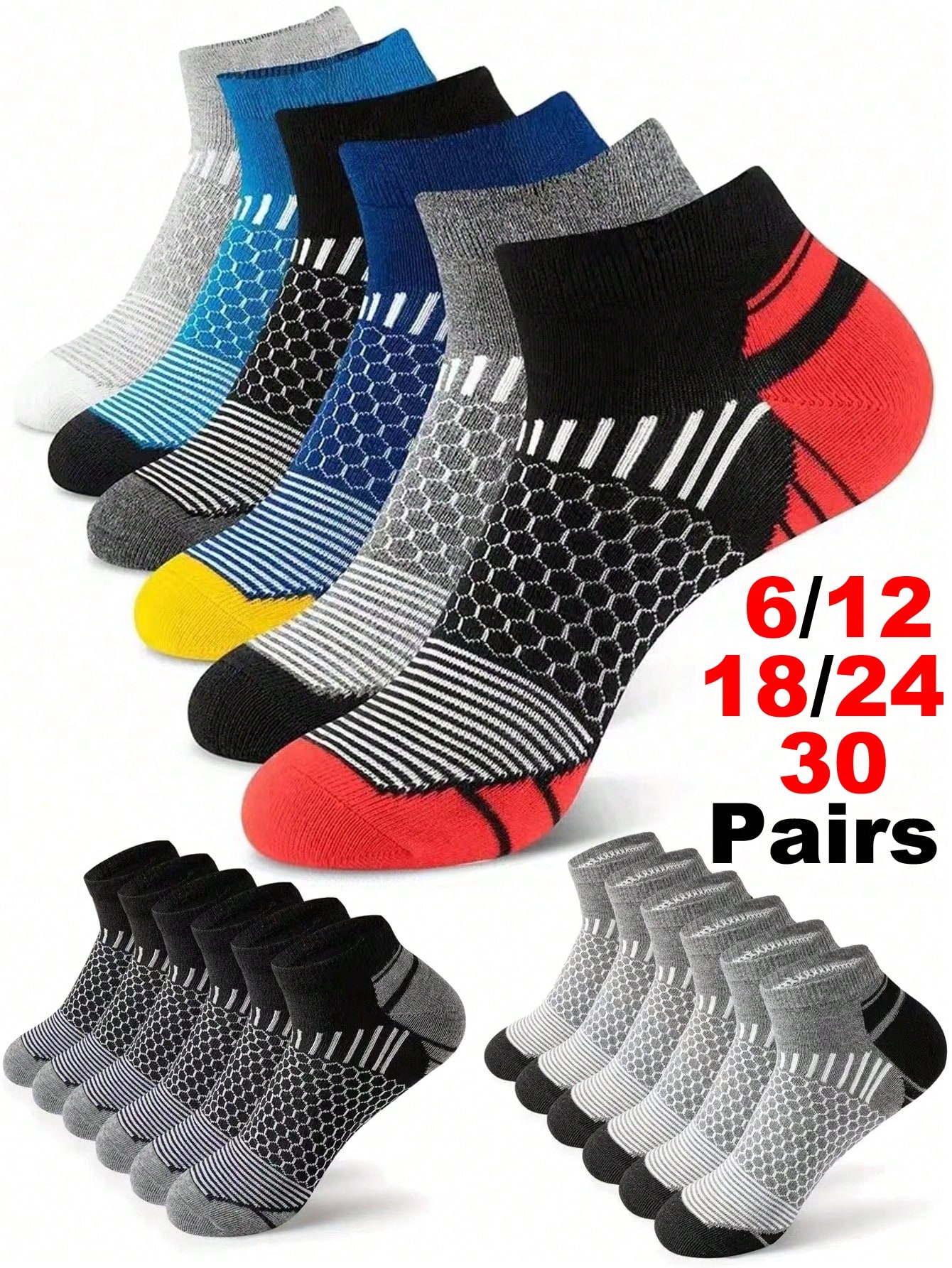 12Pairs Men's Athletic Socks A - Ankle Sock Low Cut บทวิจารณ์และราคา
