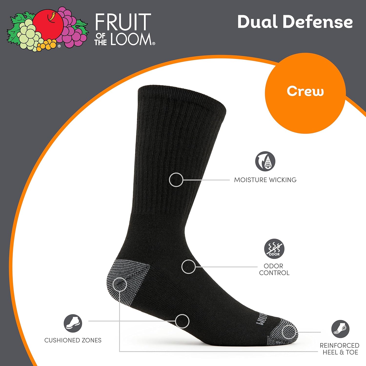 Men's Dual Defense Crew Socks  - Cotton Crew Sock Pack บทวิจารณ์และราคา