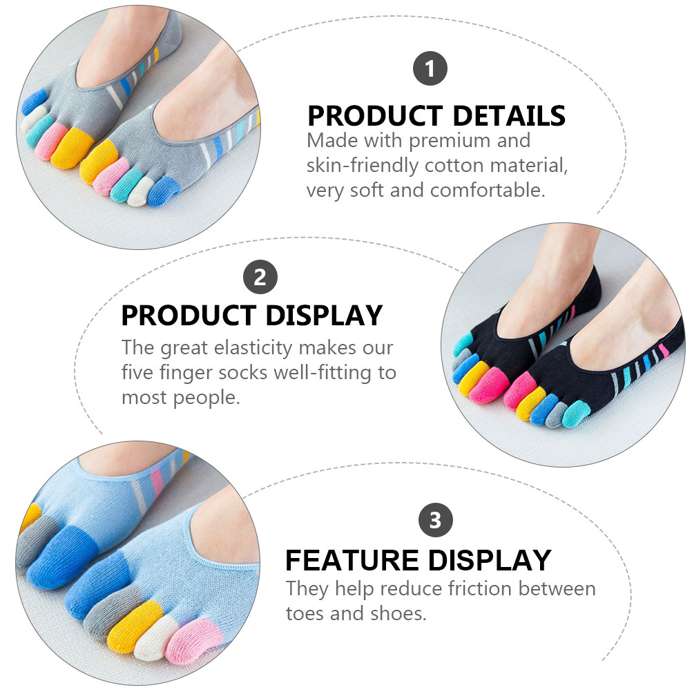 5Pairs Women Finger Toe Socks  - Invisibility Sock Loafer บทวิจารณ์และราคา
