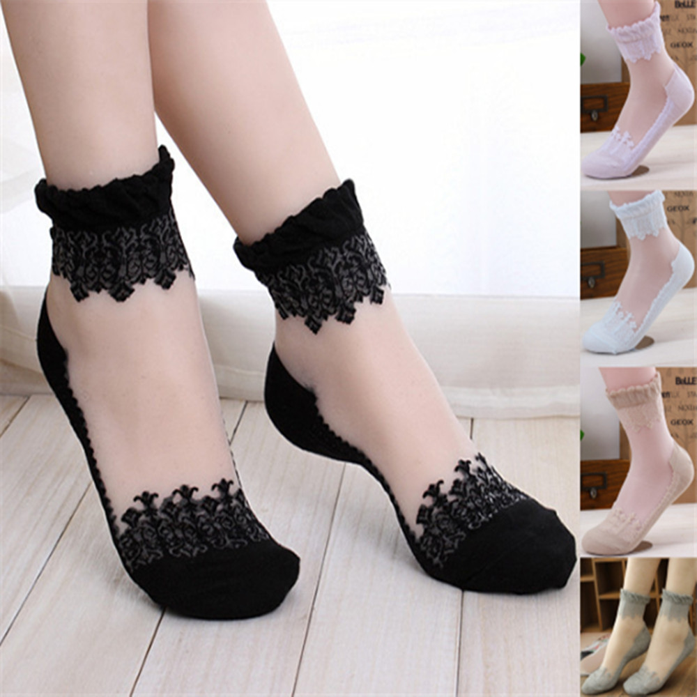 Woman Lace short sock thin soc - Invisibility Sock Loafer บทวิจารณ์และราคา