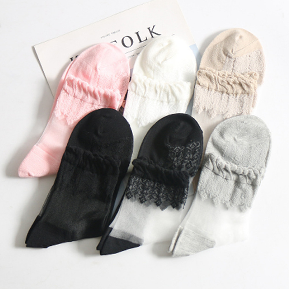 Woman Lace short sock thin soc - Invisibility Sock Loafer บทวิจารณ์และราคา